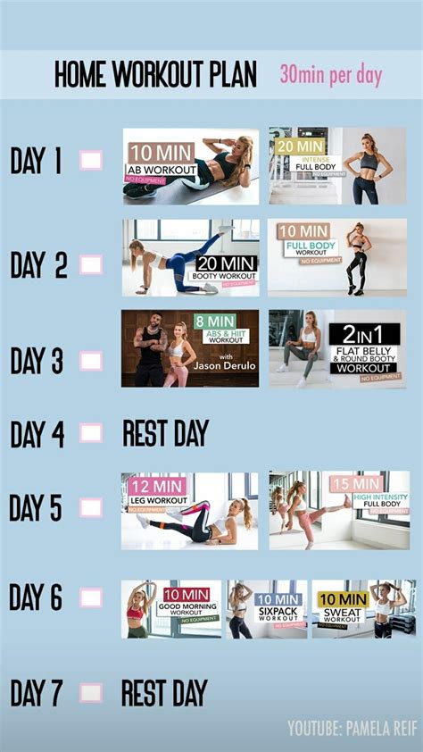 pamela reif workout plan calendar